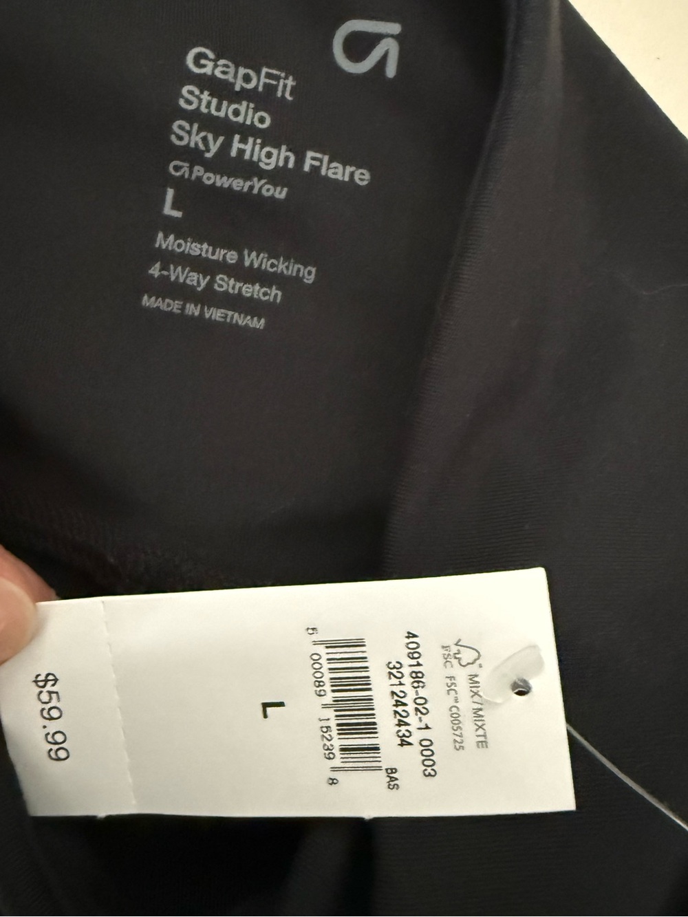 GapFit Sky High Flare Legging Pants Full Length- Black - L- NWT - Picture 10 of 12